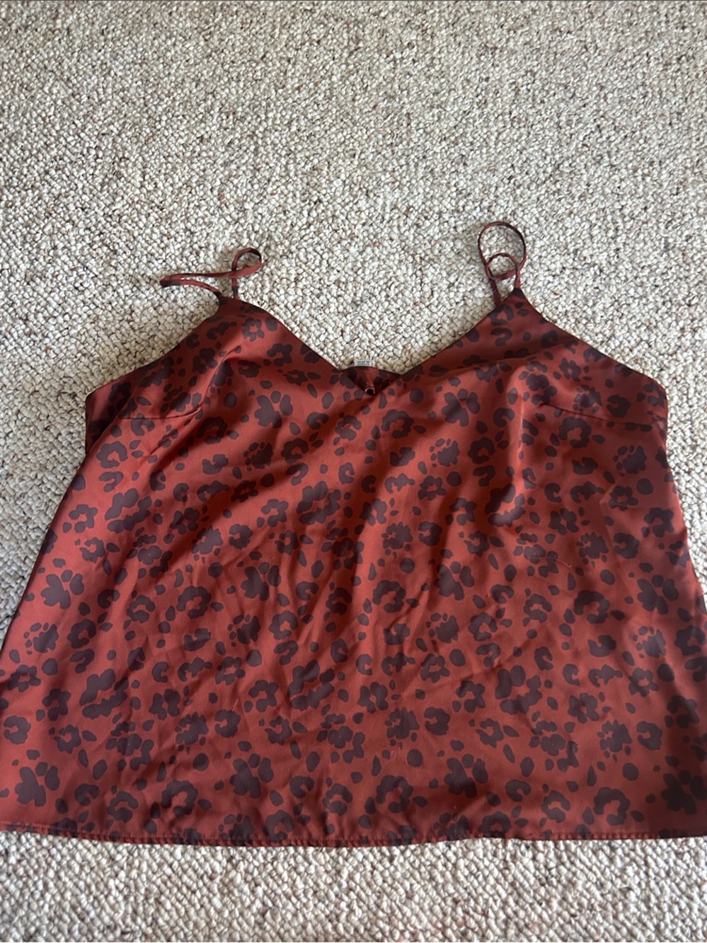 A New Day Rust Leopard Print Silk Top